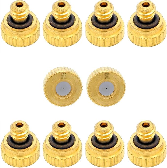 10Pcs Brass Misting Nozzle - 0.008" Orifice (0.2mm) Dia 10/24 UNC Replacement Heads for Outdoor Cooling System (0.2mm) by ZXUEZHENG