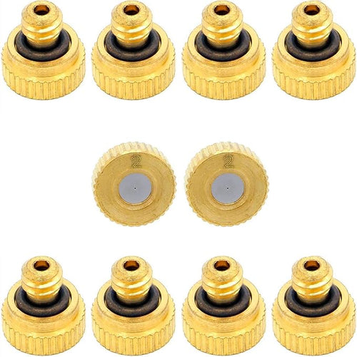 10Pcs Brass Misting Nozzle - 0.008" Orifice (0.2mm) Dia 10/24 UNC Replacement Heads for Outdoor Cooling System (0.2mm) by ZXUEZHENG