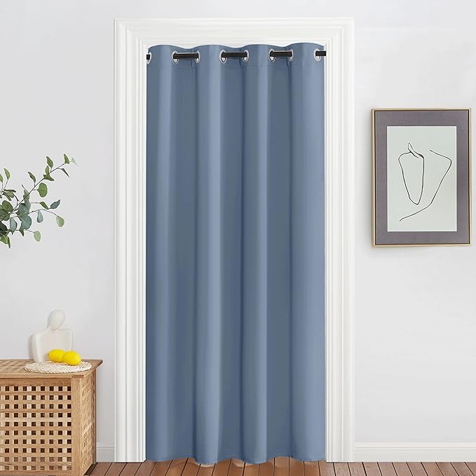 NICETOWN Stone Blue Blackout Bedroom Curtain 78 inch Length - Grommet Privacy Window Treatment Light Blocking Sound Reducing Thermal Drape for Living Room (1 Panel, W52 x L78) by NICETOWN