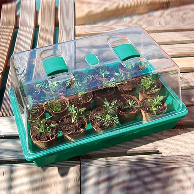 Propagator with Humidity Vents Domes,Heavy Duty Growing Tray Mini Greenhouse for Seedlings,Clones - Image 2