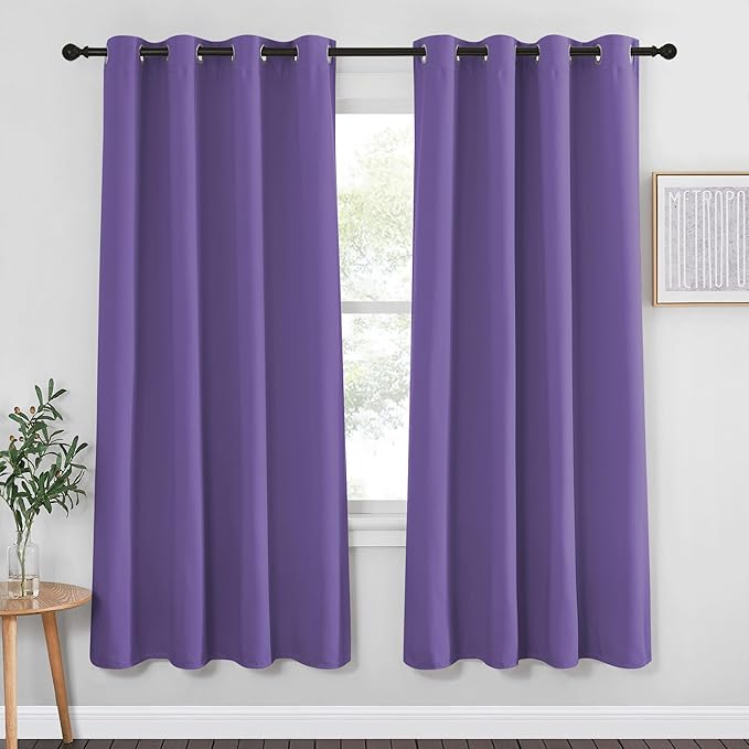 NICETOWN Blackout Curtain Drape 72 inch Long - Grommet Noise Reducing Thermal Insulated Modern Window Treatments for Bedroom Living Room (1 Panel, 52 x 72 Inch, Lilac Purple) by NICETOWN