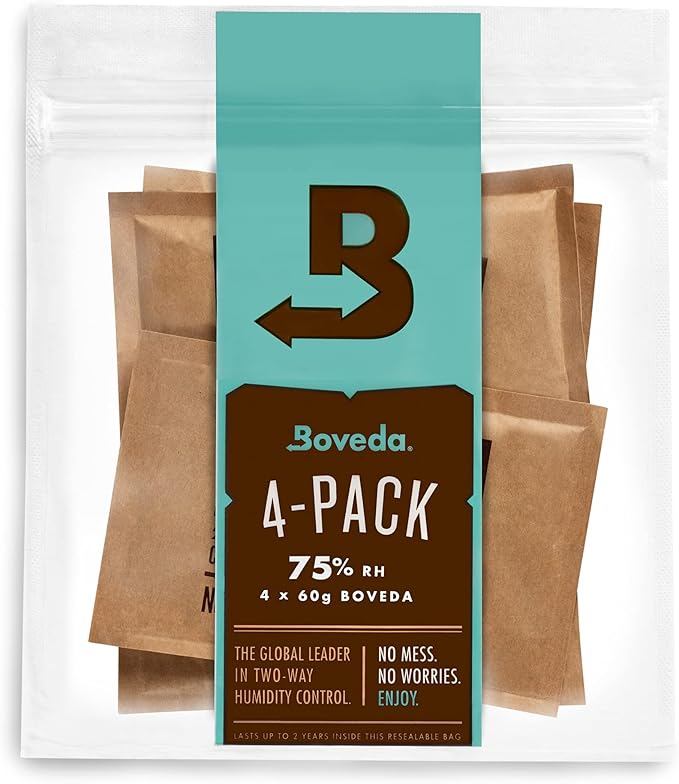Boveda 75% Two-Way Humidity Control Packs Fix Major Moisture Loss in Non-Plastic Humidifier Boxes – Size 60 – 4 Pack – Moisture Absorbers – Humidifier Packs – Hydration Packets in Resealable Bag - Image 7