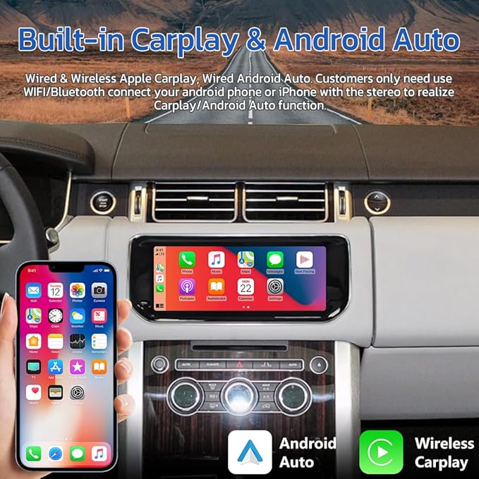 Android Car Radio for 2013 2014 2015 2016 2017 Range Rover L494 L405 Full Touch Screen Replacement Head Unit GPS Navigation Wireless Carplay Android Auto WIFI Player Stereo Upgrade (for Harman system) - Image 3