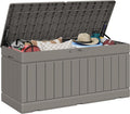JUMMICO 78 Gallon Outdoor Deck Box Large Resin Storage Box for Patio Furniture Cushions and Garden Tools (Light Brown) by JUMMICO