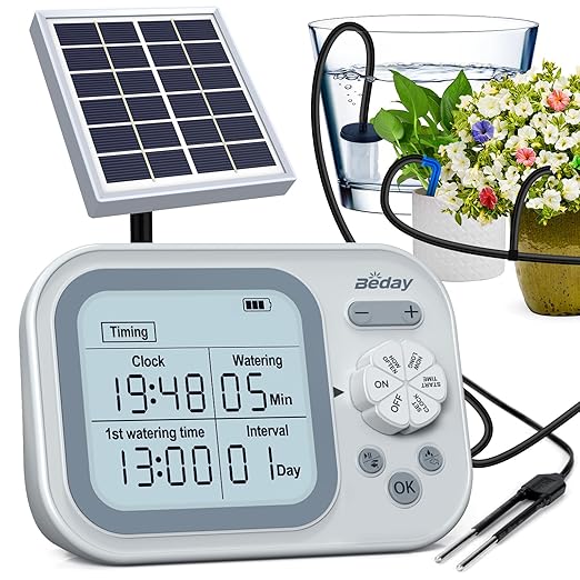 Solar Automatic Drip Irrigation System Houseplant Auto Self Watering Device Waterer for 15 Potted Plants Outdoor Indoor Garden Balcony Vacation While Away by Beday
