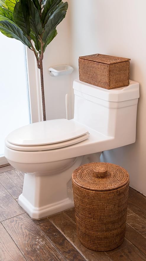KOUBOO La Jolla Rattan Box, Toilet Roll Storage, Storage Boxes, Rattan Basket Decorative Boxes, Storage Container, Rectangular, Honey - Brown - Image 3