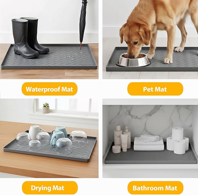 TigeJoy 34" x 22" Under Sink Mats for Kitchen Waterproof, Leak-Proof Silicone Mat Sink Protector and Cabinet Liner, Kitchen Essentials Organizer and Storage, Boot or Shoe Tray, Pet Feeding Mat - Image 7
