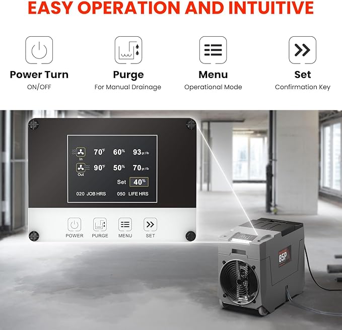 Abestorm 180 PPD Commercial Dehumidifier with Pump, Industrial Dehumidifiers to 2300 Sq.ft for Crawl Space, Water Damage Restoration, Basement, and Garage, with Auto Defrosting, Memory Starting - Image 4