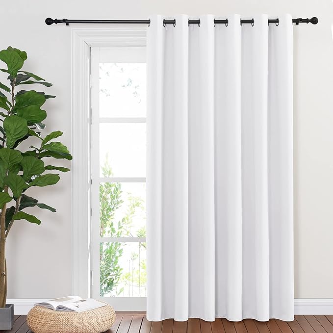 NICETOWN Room Divider Curtain 132 Inches Long, Wide Blackout Sliding Door Curtain for Bedroom, Room Darkening Privacy Window Curtain for Patio Door (1 Panel Set, White, 80 x 132 Inch) - Image 8