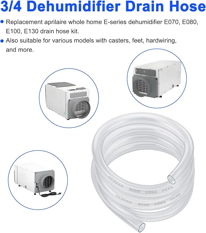 5692 Dehumidifier Drain Hose 3/4 Clear Vinyl Tubing 10 Feet & Dehumidifier Drain Connection Fitting for Aprilaire Whole-House E-Series Pro Dehumidifiers E070 E080 E100 E130 Drain Tube - Image 2