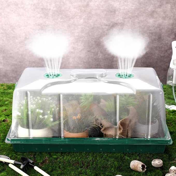 Foaincore 20 Packs 7'' Tall Humidity Vented Domes 1020 Flat Trays Cover Clear Plastic Greenhouse Grow Tray Covers Propagation Seed Cloning Kit for Plants Seed Starting Germination - Image 7