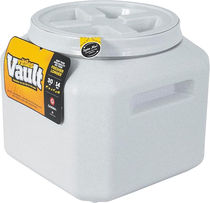 Gamma2 Vittles Vault Dog Food Storage Container with Airtight Lid, holds up to 25-30 Pounds of Dry Pet Food, Cat Kibble and Bird Feed, BPA Free, Made in USA by Gamma2