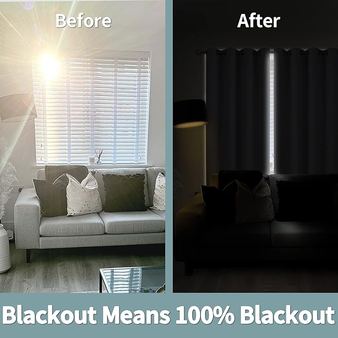 BGment Natural Blackout Curtains 95 Inches Long 2 Panels Set for Living Room, Thermal Insulated 100% Light Blocking Curtains & Drapes, Grommet Soundproof Curtains for Bedroom Window, Each 52 Wide - Image 3