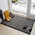 GORILLA GRIP 100% Waterproof All-Season WeatherMax Doormat, 47x35, US Designed Natural Rubber, Stain and Fade Resistant, Low Profile Indoor Outdoor Door Mats, Easy Clean Patio Mat, Gray Diamond by GorillaGrip