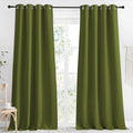 NICETOWN Kitchen Blackout Window Curtain Panel, Olive Green, 1 Panel, 55 by 96 inches Long, Home Fashion Thermal Insulated Solid Grommet Room Darkening Drape for Apartment by NICETOWN