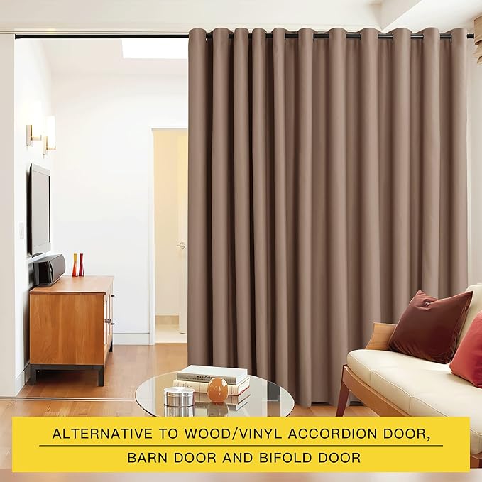 NICETOWN Closet Door Heavy Curtain, Room Dividers Shade Screens Partitions, Extra Large Grommet Space Partition Blackout Curtain, Screen Dividers for Rooms (1 Pack, 20ft Wide x 9ft Long, Cappuccino) - Image 2