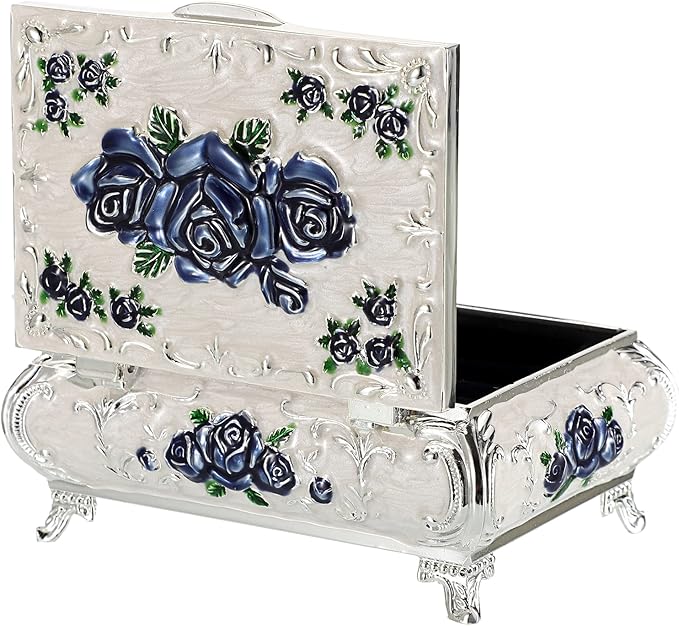 Hipiwe Vintage Metal Jewelry Box Small Treasure Chest Case Trinket Organizer Earrings Necklace Bracelet Storage Box Ring Box Holder Keepsake Box for Women - Image 9