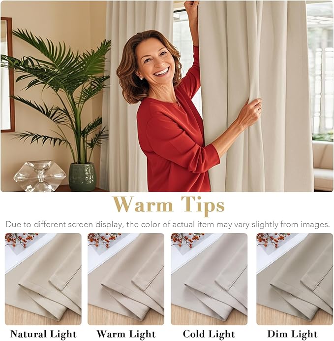 H.VERSAILTEX Blackout Curtains Thermal Insulated Window Treatment Panels Room Darkening Blackout Drapes for Living Room Back Tab/Rod Pocket Bedroom Draperies (2 Panels, Fog, 52 x 96 Inch) - Image 3