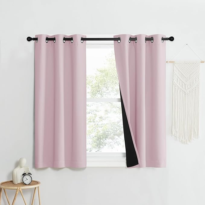 NICETOWN 100% Blackout Window Curtain Panels, Heat and Cold Blocking Drapes with Black Liner for Nursery, 50" Thermal Insulated Draperies (Lavender Pink, 2 Pieces, 37" Wide Each Panel) by NICETOWN