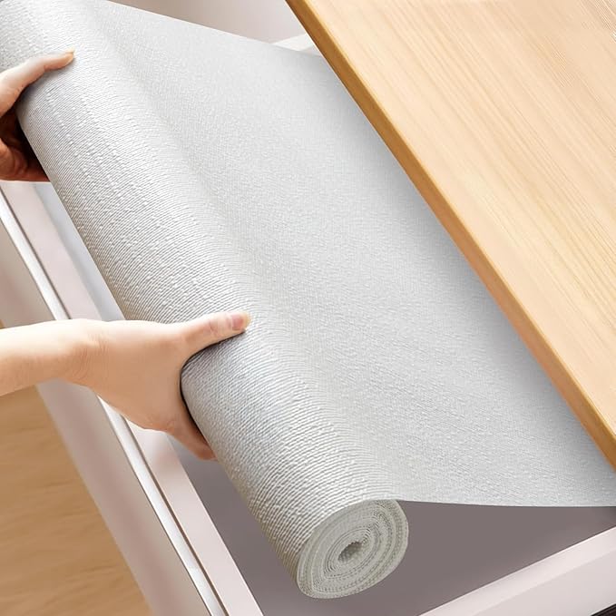 Moriah Shelf Liner Non Adhesive, Kitchen Drawer Liner Non Slip Waterproof Thickened Cabinet Protector for Bathroom Dresser Shelves Pantry(White,12'' x 10') by Moriah