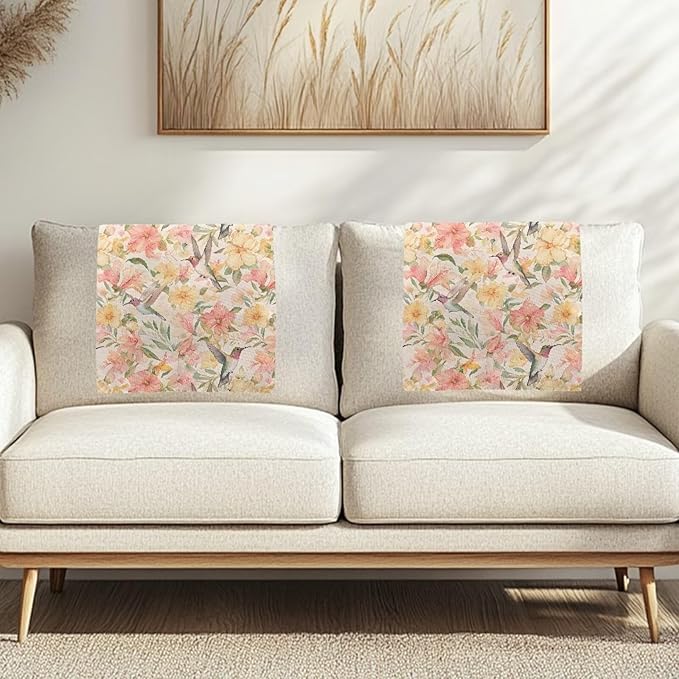 Hummingbird Lily Headrest Cover for Recliner Fabric Headrest Sofa Protector Wear Resistant Couch Protective Cover Machine Washable Cover for Theater Seat Loveseat Home Decor - Image 3