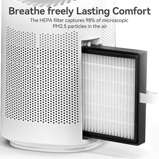 Dehumidifier with Purification Function for Home, Small Dehumidifier for Bedroom with Drain Hose, HEPA Filter & Auto-Off, Ultra-Quiet Sleep Mode, Timer, Ideal for Bedroom, Bathroom, Closet, RV - Image 4