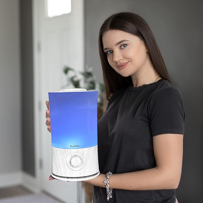 BlueHills Premium 2000 ML XL Large Essential Oil Diffuser Aromatherapy Humidifier for Large Room Home 40 Hour Run Huge Coverage Area Lights 2 Liter Extra Large Capacity Diffuser White Wood Grain E004 - Image 4