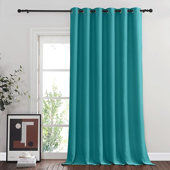 NICETOWN Sliding Door Curtain 108 Inches Long - Blackout Thermal Insulated Grommet Room Divider Privacy Drape for Patio Glass Door, 1 Panel, Peacock Teal, 100 Inch Extra Wide - Image 8