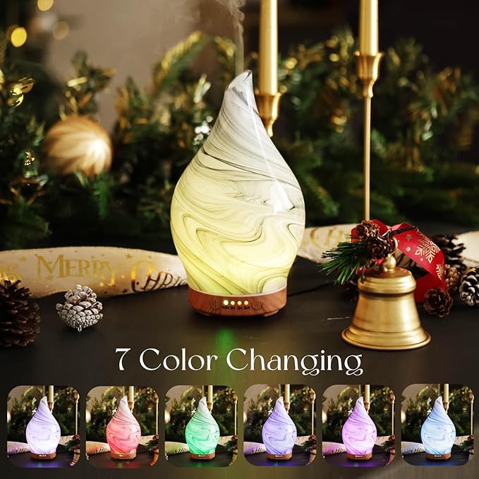 Porseme 150ml Essential Oil Diffuser Glass Color Changing Aroma Air Diffusers Aromatherapy Ultrasonic Cool Mist Humidifier 6 Running Hours Waterless Auto-Off for Sleeping, Yoga, Office, Spa (Ink) - Image 2