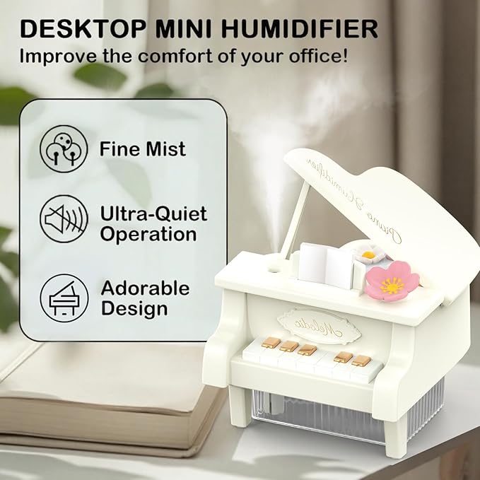 Portable Mini humidifie,350mL Cool Mist Humidifie,1200mAh Quiet for Home/Nursery/Office,Portable Mini Air Moisturizer,rechargeable mini humidifier (White) - Image 5
