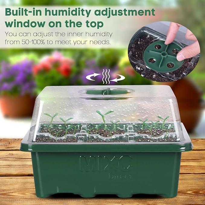 MIXC 10 Packs Seed Starter Tray Seed Starter Kit (60 Cells Total Tray) Seed Starting Trays Plant Starter Kit and Base Mini Greenhouse Germination Kit - Image 3