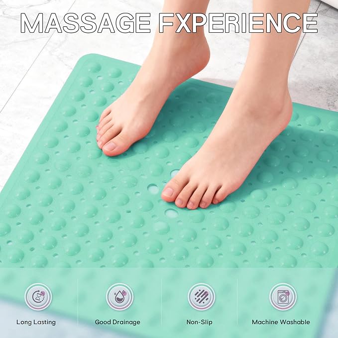 Anti-Slip Bathtub Shower mat, 20.8×20.8（Approximately 53×53cm） inch Soft Oversized Machine Washable Non-Slip Bathtub mat with Drainage Holes, Bathroom Floor Suction Cup.（1-Opaque Mars Green） - Image 4
