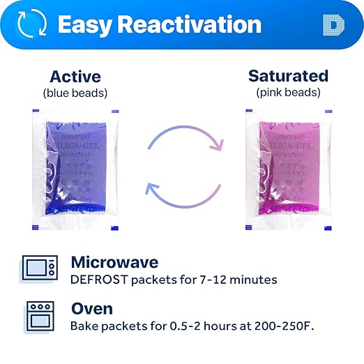 Dry & Dry 5 Gram [1000 Packets] Blue Indicating(Blue to Pink) Silica Gel Packets Desiccants Silica Gel Packets - Rechargeable Silica Packets, Silica Gel, Silica Gel Packs - Image 5