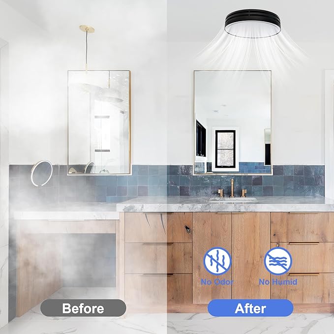 Akicon Bathroom Exhaust Fan with Light, 110CFM, 2.0 Sones for Ceiling, 1000lm Dimmable LED Light and 150lm Nightlight Dual Color Bathroom Vent Fan for Home, Round, Black - Image 7