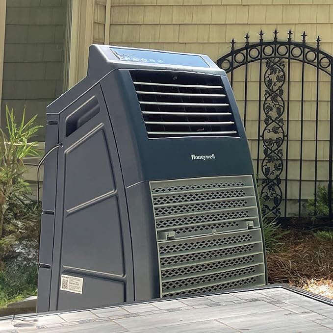 Honeywell Outdoor-Safe Portable Evaporative Swamp Cooler & Fan with GFCI Cord, Powerful 36Ft Airflow with Drink Holders, Gray - Image 3