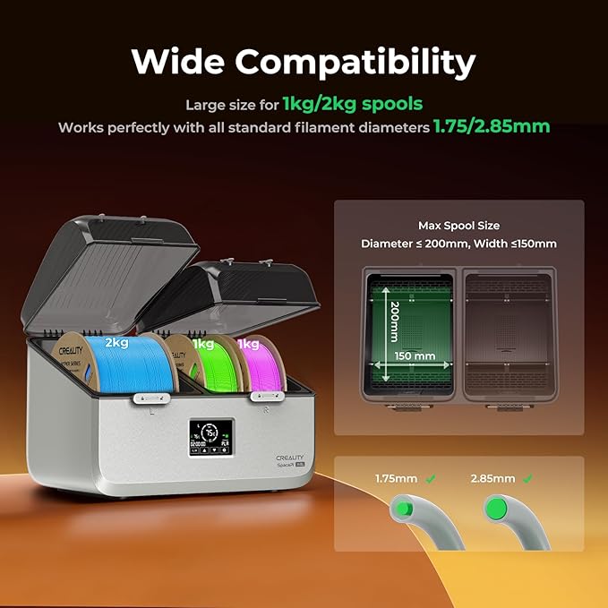 Creality Space Pi X4L Filament Dryer Box,4 Spool Capacity with Dual Independent Chambers,75°C Heating & Smart Energy-Saving Mode,Fits PLA,PETG,ABS,TPU,PA,etc | Solve Moisture,Clogs & Stringing - Image 6