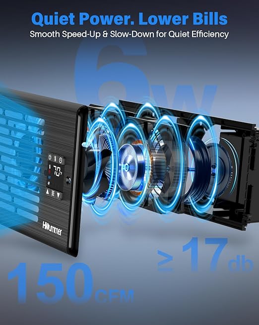 Hisummer Window Register Booster Fan Fit 4" x 10" Air Vent Duct Openings, Quiet AC Vent Fan Booster with 10 Speeds Remote Control & Thermostat Household Ventilation Fans for Room Cooling (Upgrade) - Image 3