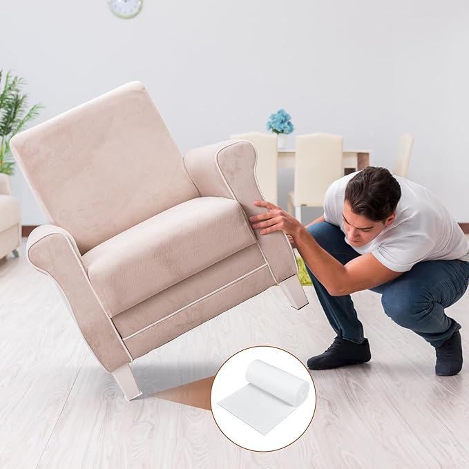Large Felt Furniture Pads 8 x 60 Inch Non Slip Self Adhesive Heavy Duty Cuttable Strip Roll Felt Sheet Tape for Protecting Hardwood Floors Chair Wall, White - Image 7