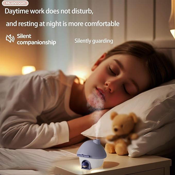 Portable Mini Humidifier, 300ml Small Cool Mist Humidifier, Personal Desktop Humidifiers for Baby Bedroom Travel Office Home,7 Modes of sunset atmosphere light, 2Modes of night light - Image 4