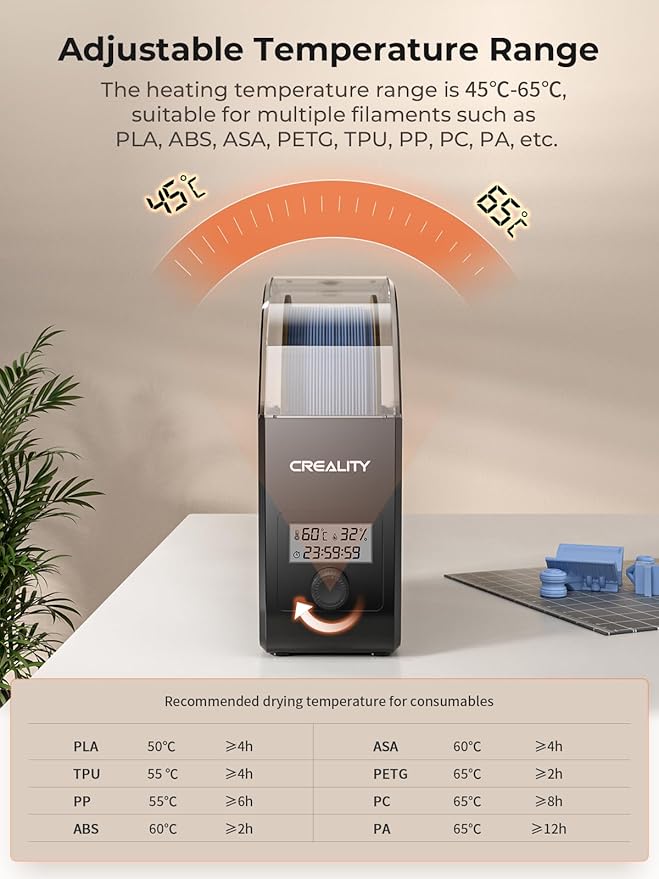 Creality Filament Dryer Box Pro, Upgraded 360° Heating with Fan, Dust & Moisture-Proof Storage, 3D Printer Filament Spool Holder, Dehydrator for 1.75mm/2.85mm PLA PETG ABS TPU - Image 5