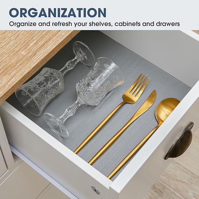 Drawer and Shelf Liner, Non-Slip Kitchen Cabinet Liners Non-Adhesive Thick Strong Grip Waterproof Washable Mats Protect Dresser Shelves Cupboard Bathroom Cabinets, Pure Gray, 18 in X 20 FT - Image 7