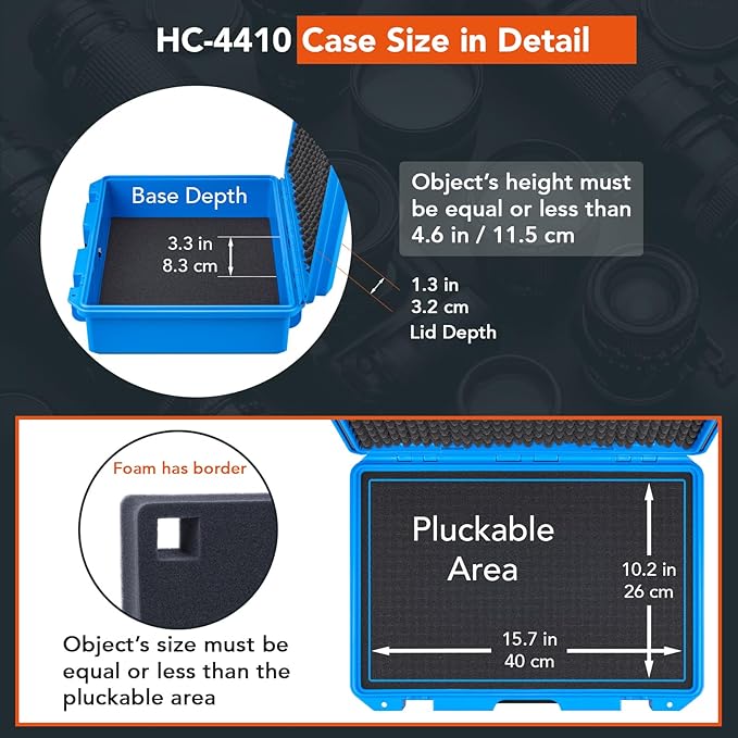 Lykus HC-4410 Waterproof Hard Case with Customizable Foam Insert, Interior Size 17.32x11.42x4.72 in, Suitable for up to 16" laptop,Starlink Mini,keyboard,drill,audio mixer,mic,flashlight,and more - Image 3