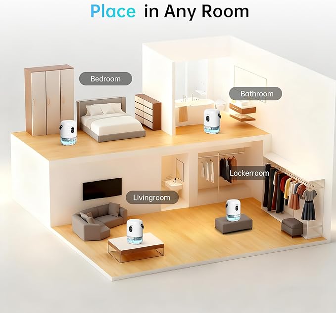 PHILODECO 280 Sq. Ft 35 OZ Dehumidifier, Portable Small Dehumidifiers for Bedroom, Bathroom, Basement,RV with CO mode, Sleep mode, Auto Shut Off, 7 Colorful Lights, White - Image 8