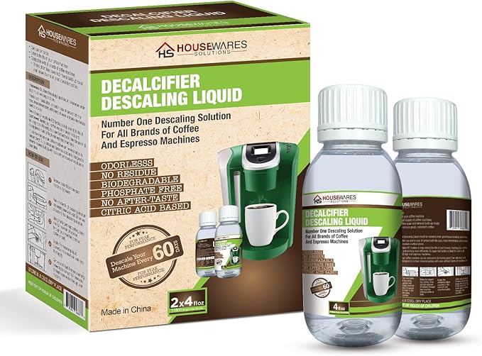Descaling Solution for All Brands of Coffee and Espresso Machines By Housewares Solutions - 4 Fluid Ounce Bottle (2-Pack) by Housewares+Solutions