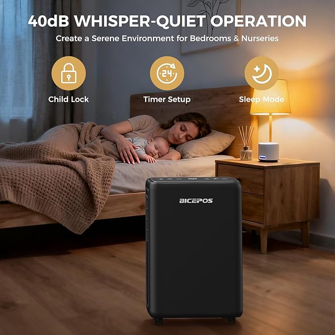 2000 Sq.Ft Dehumidifier for Basement, 30 Pints Portable Dehumidifier for Home with Drain Hose, 0.52 Gal Water Tank, Intelligent Humidity Control Auto Shut Off for Bathroom, Laundry, RV, Office - Image 4
