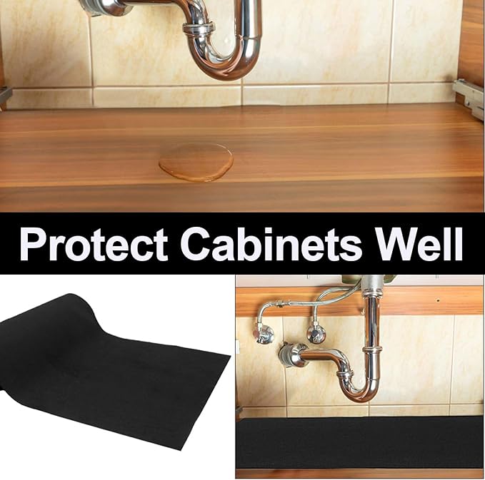 AiBOB Waterproof Under Sink Mat, Absorbent Quick Dry Sink Liners Protect Cabinets, Durable Shelf Liners, Slip Resistant and Non-Adhesive, 24X36, Pure Black - Image 4