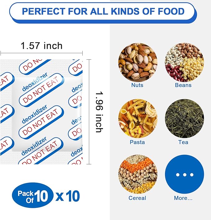 400cc Oxygen Absorbers for Food Storage - 100 Count (20x Packs of 5) - for Long Term Food Storage & Survival, Mylar Bags, Canning, Harvest Right Freeze Dryer, Dehydrated, and Preserved Foods - Image 5