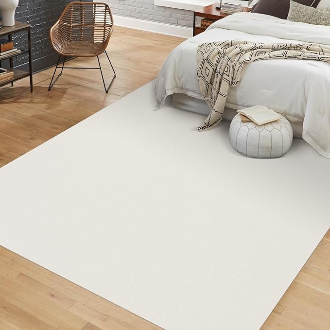 Beige Vinyl Floor Mat for Home, 3'×5' Waterproof Area Mat for Lving Room, Bedroom, Under Dining Room Table by FURKIT