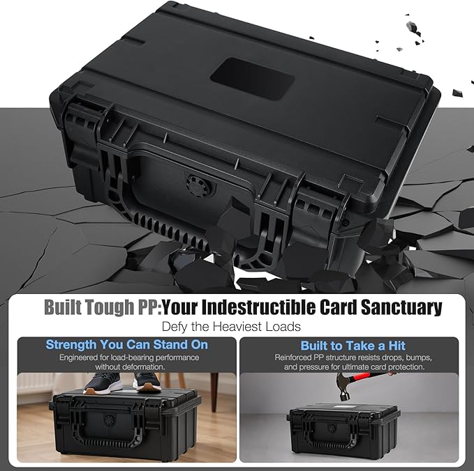 QINGUANG Graded Card Storage Box 3 Rows,Trading Card Case with 6 Foam Dividers, Waterproof PSA Slab Case for PSA/CSG/CGC/BGS Top Loaders Sports Cards - Image 3