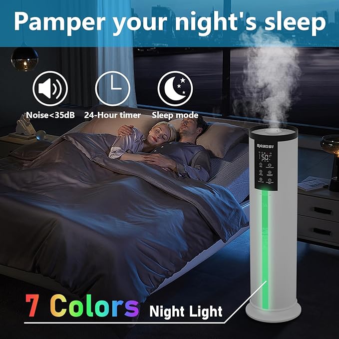 Humidifier, 3.4Gal(13L) Smart Humidifier for Bedroom Home,2000 sq.ft Cool Mist Humidifiers for Home Plants and Office Basement Whole House Large Room with Remote Control Timer and Water Tank - Image 4